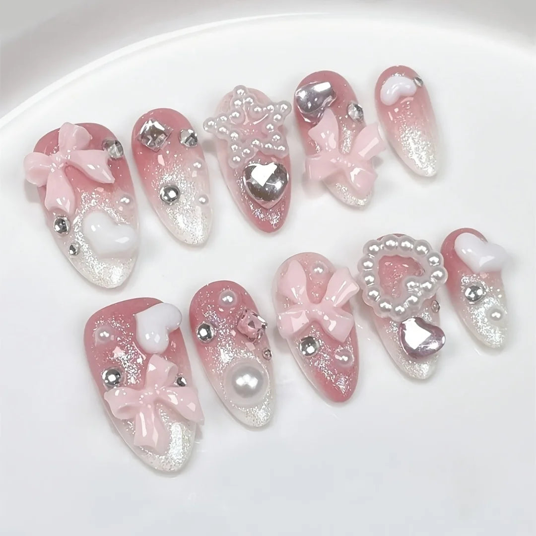 Pink Sweetheart Cute Style Handmade Press-On Nails