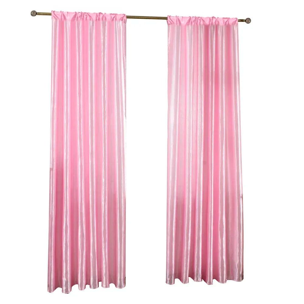 Pink Semi-Transparent Window Partition Curtains