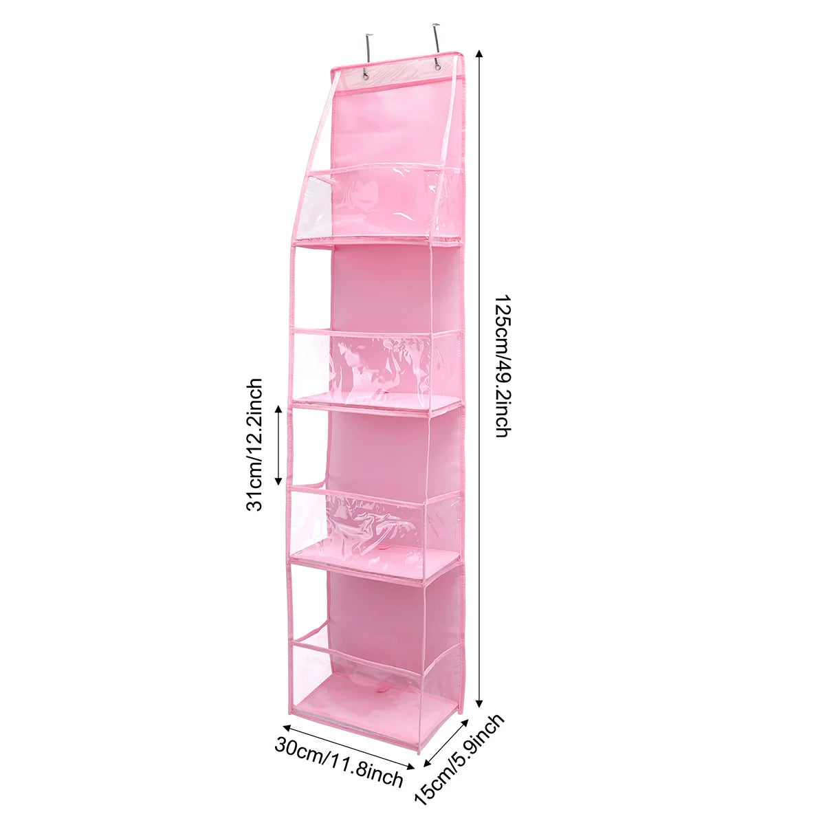 Pink 4-Layer Foldable Hanging Storage Organizer