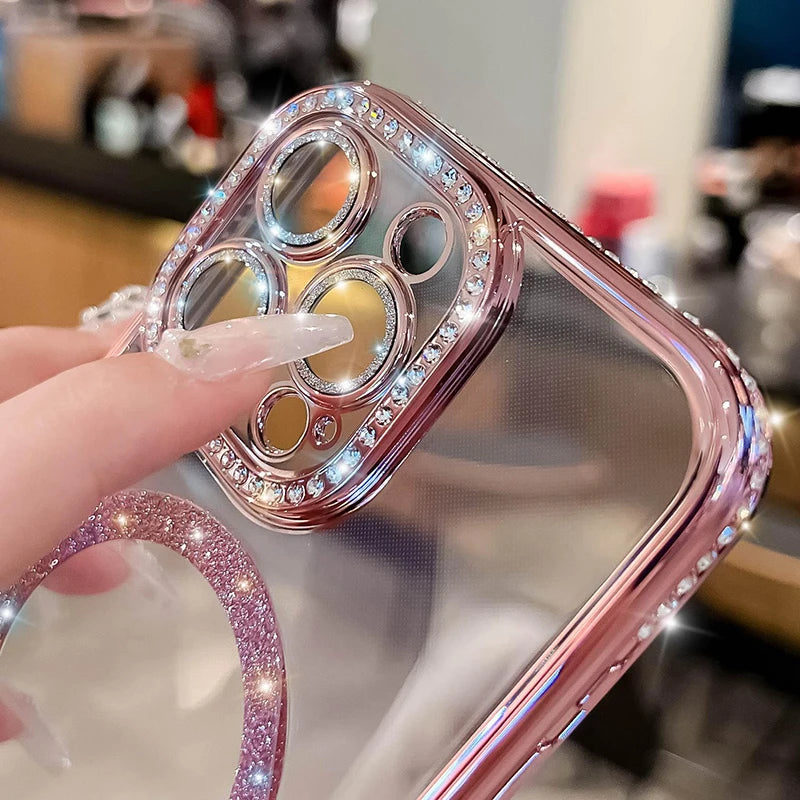 Pink Diamond Transparent MagSafe iPhone Case