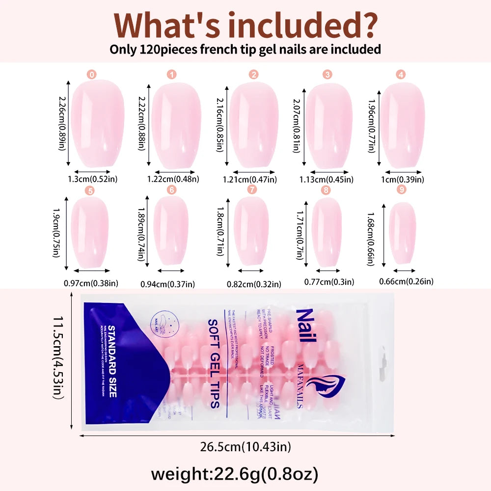 Pink French Soft Gel Press-On Toenails (120pcs)