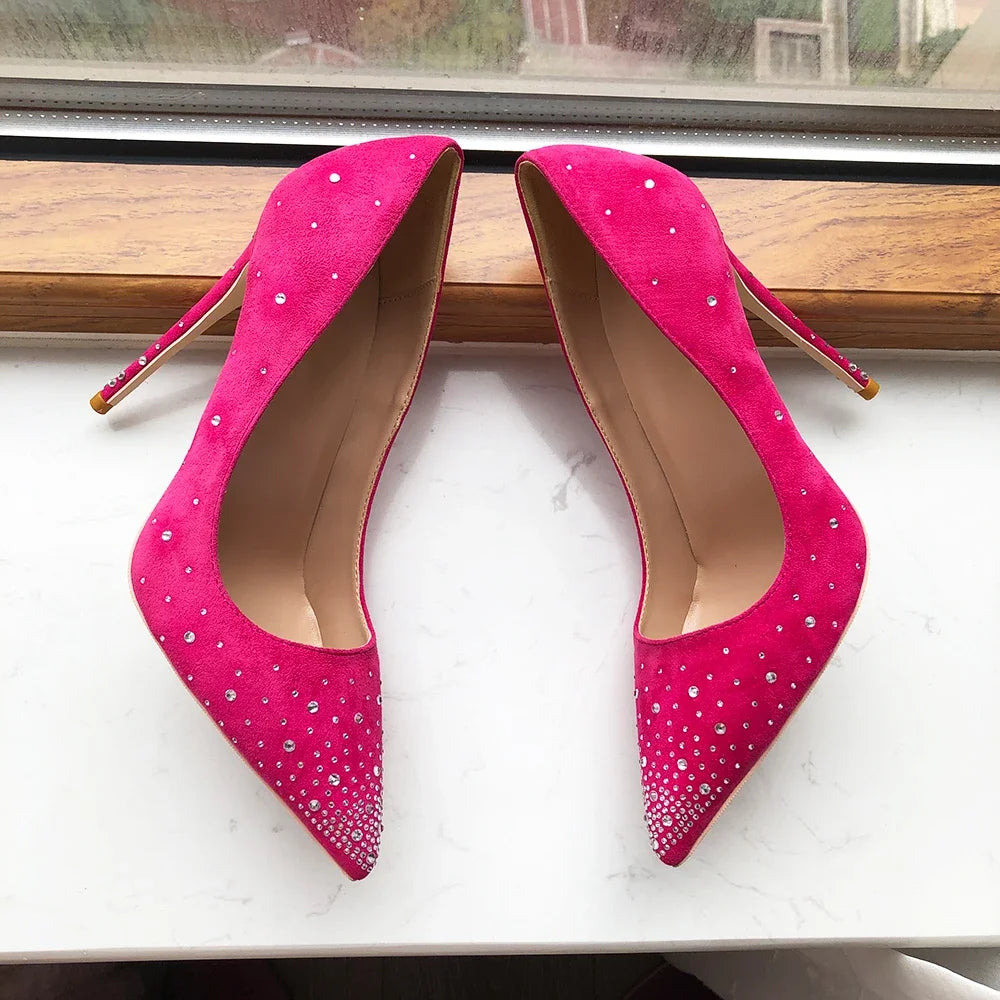 Pink Glitter Diamond Stiletto Party Pumps