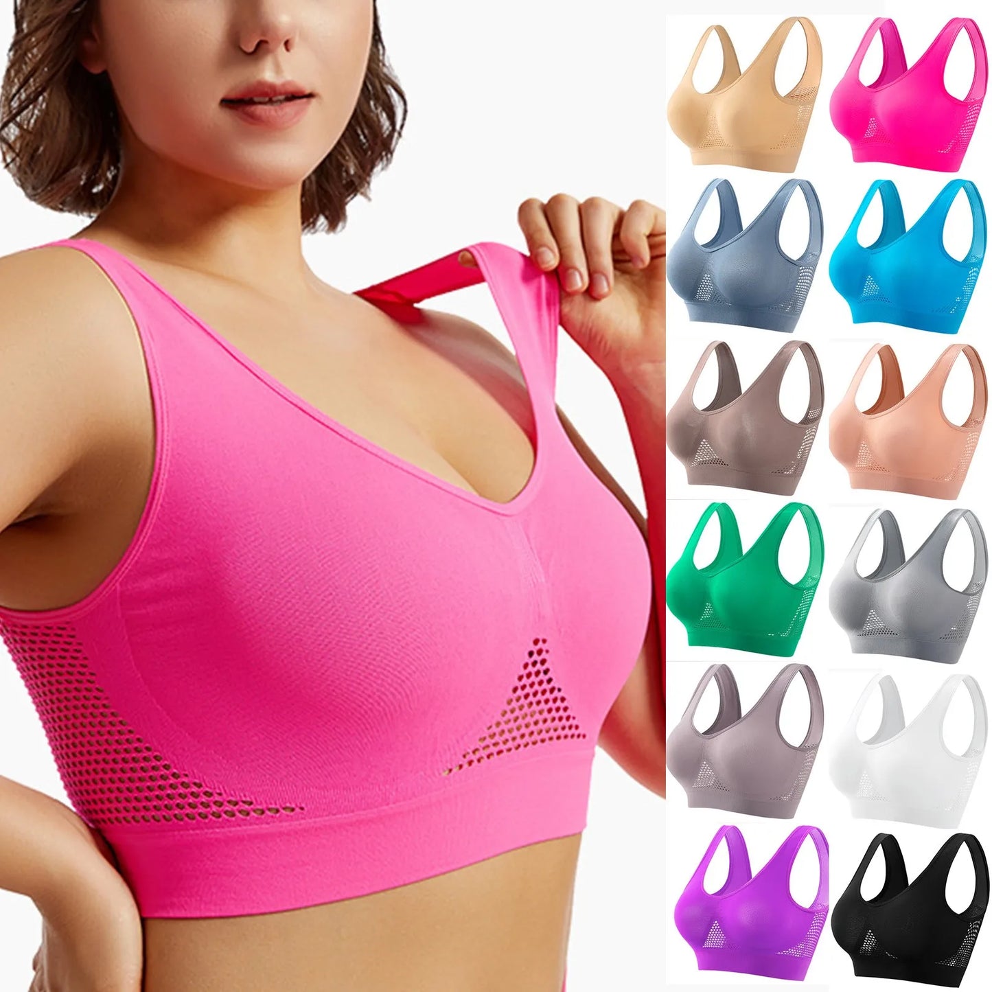 Pink Seamless Plus Size Sports Bra
