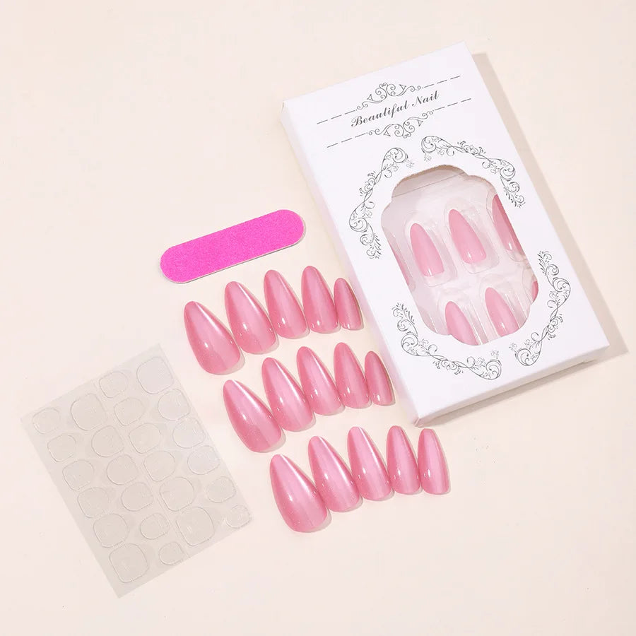 Pink Cat Eye Gradient Almond Press-On Nails