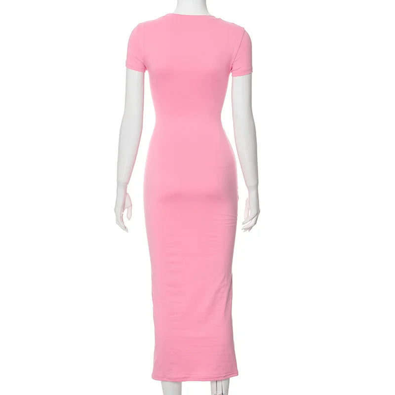 Pink Solid Maxi Dress