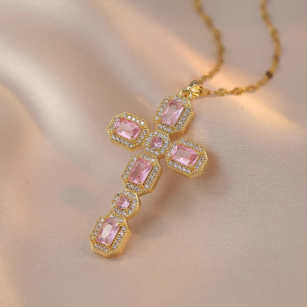 Zircon Cross Necklace