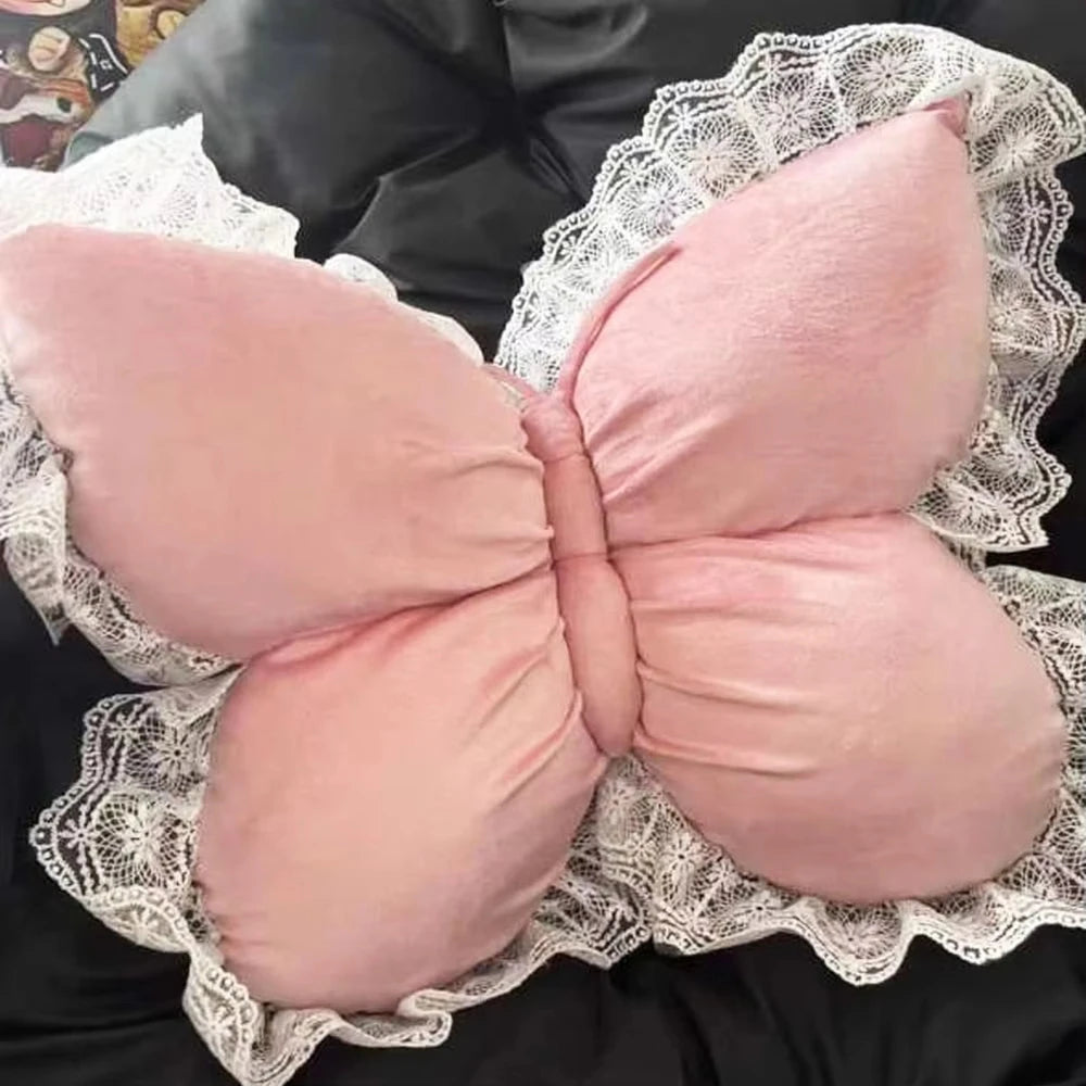 Pink Princess Butterfly & Bow Decorative Pillow