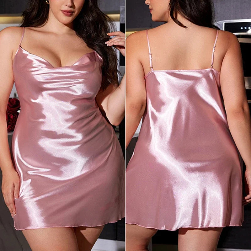 Plus Size Pink Satin Robe