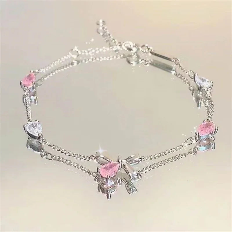 Pink Cherry Blossom Zircon Bracelet