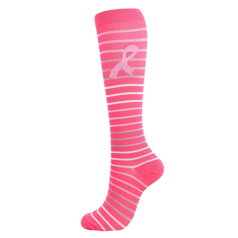 Unisex Compression Stockings Pink Ribbon Pressure Socks Compress Socks Sports Running Fit For Edema Marathon Socks jit