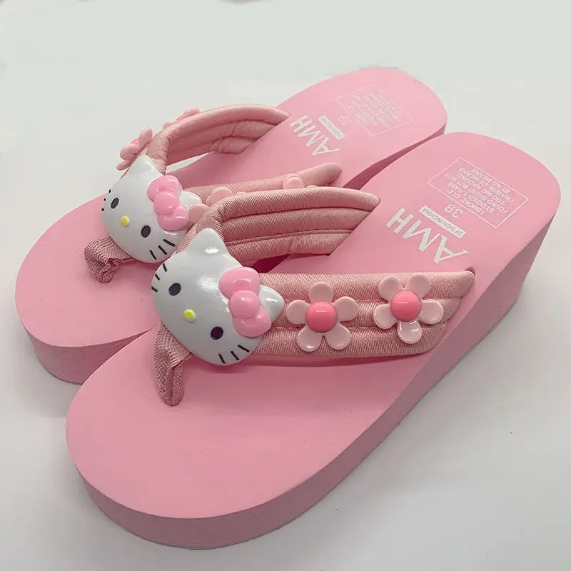 Pink Hello Kitty & Melody Y2K Flip Flops