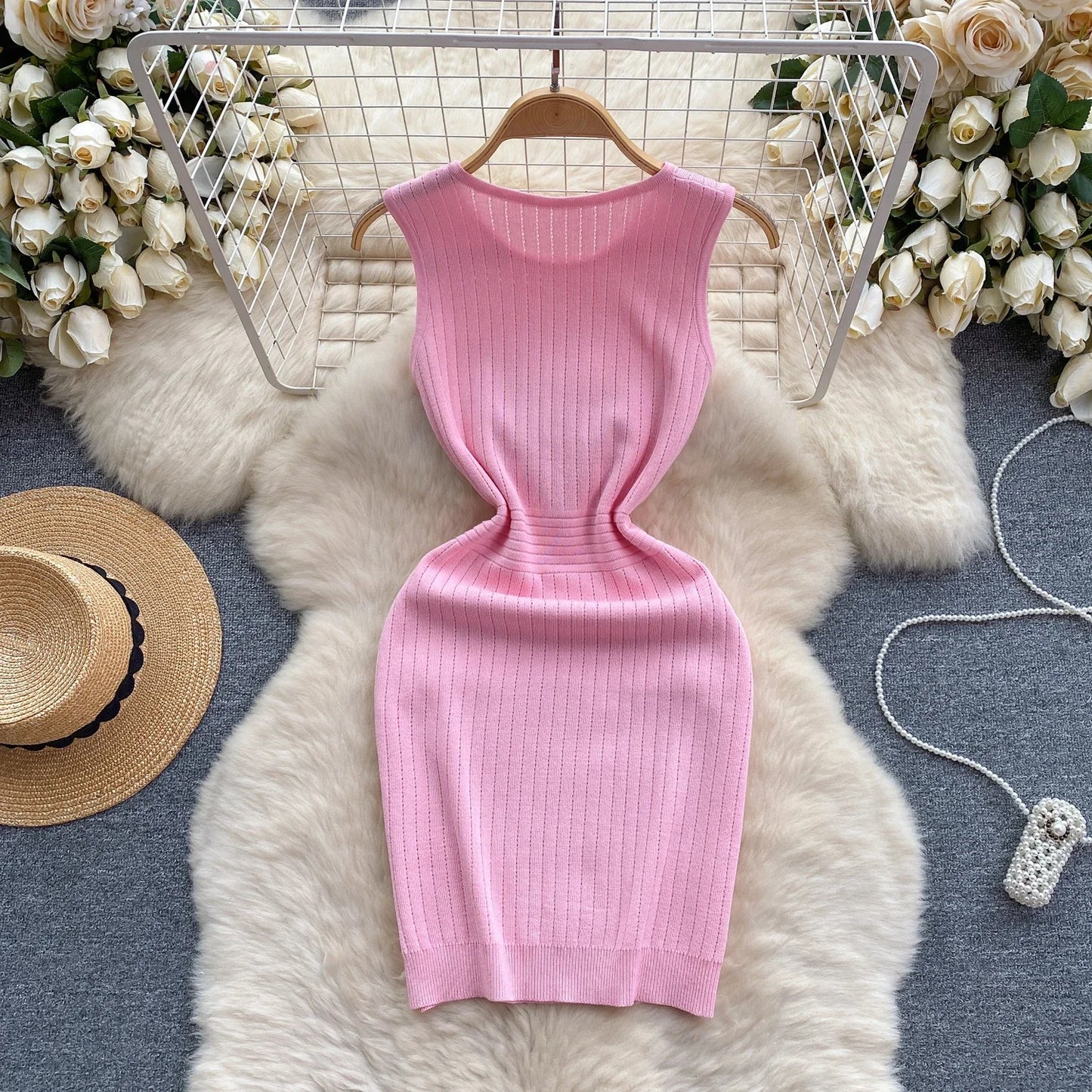 Pink Button Sheath Dress