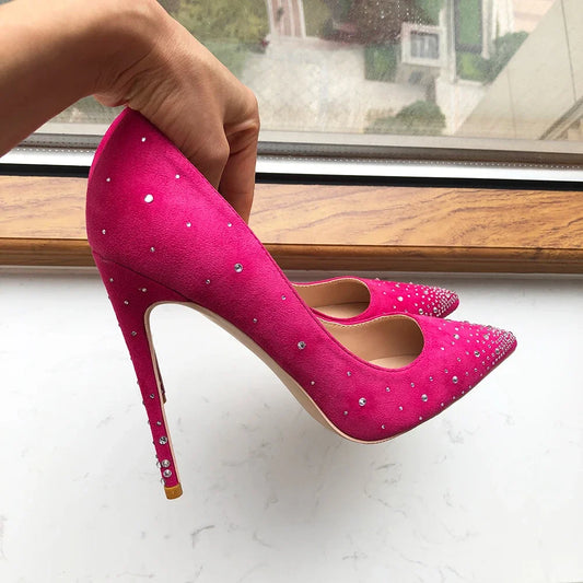 Pink Glitter Diamond Stiletto Party Pumps