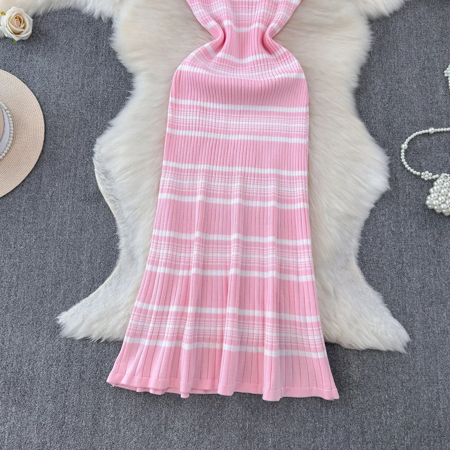 Pink Stripe Bodycon Maxi