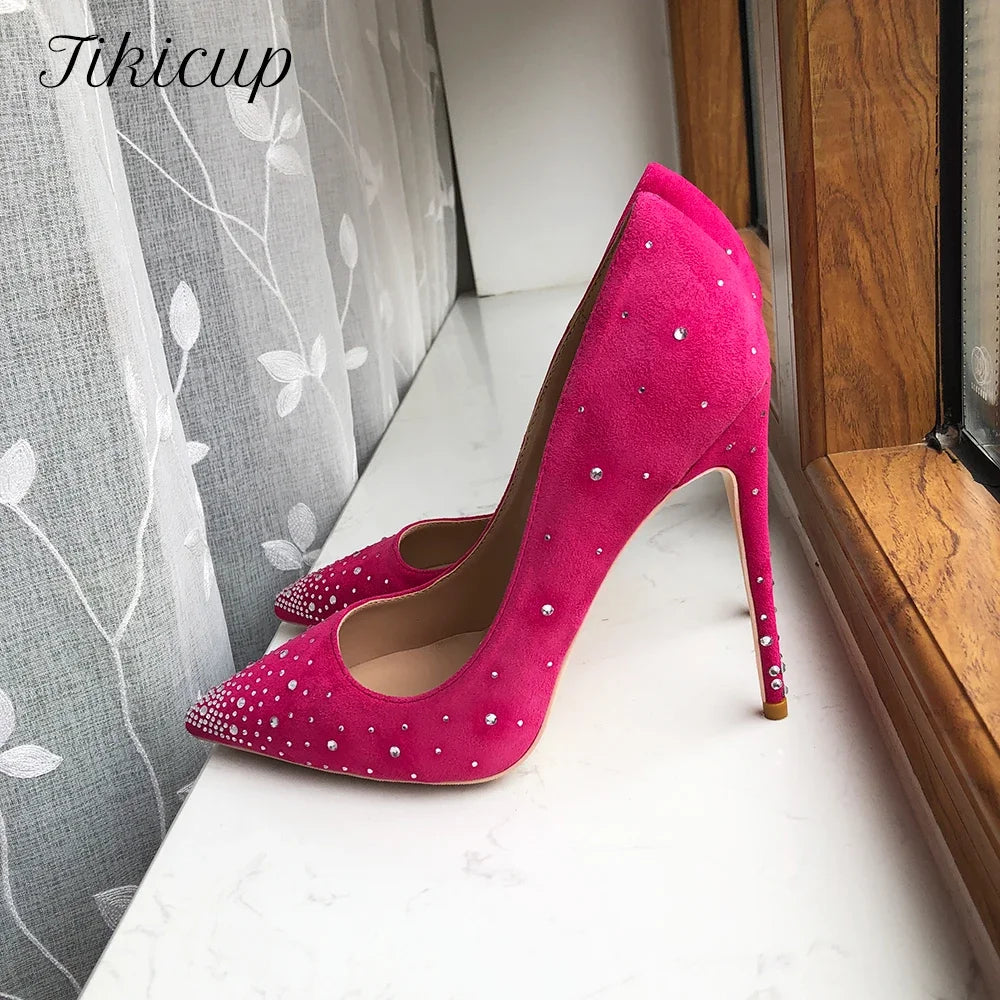 Pink Glitter Diamond Stiletto Party Pumps