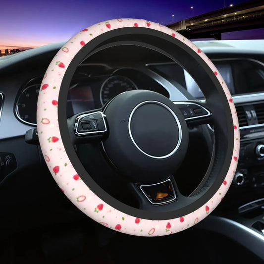Pink Strawberry Car Steering Wheel Cover