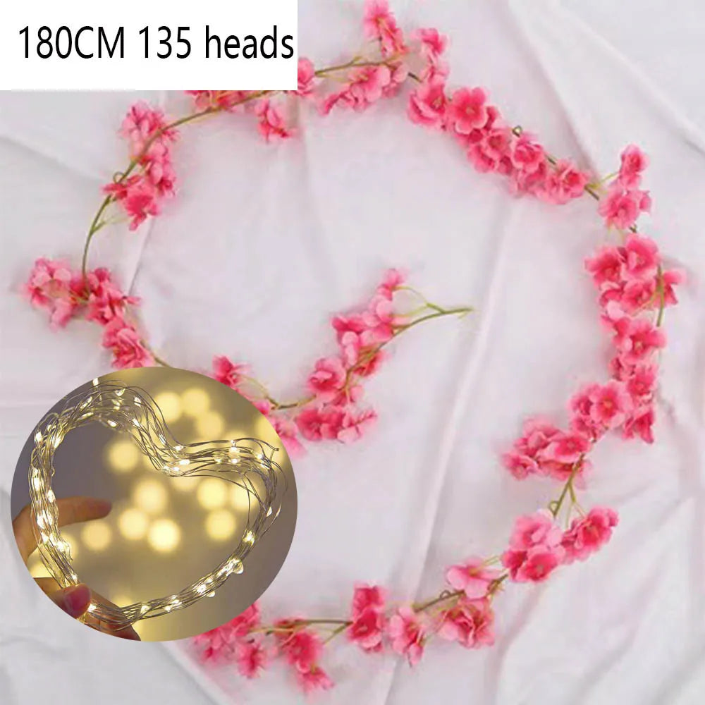 Pink Cherry Blossom Vine Garland Set