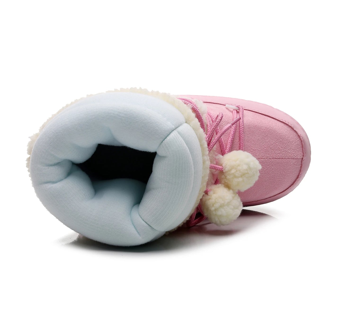 Pink Plush Platform Lace-up Snow Boots