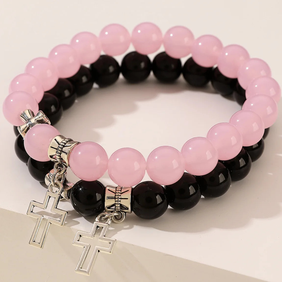 Pink Crystal Cross Bracelets