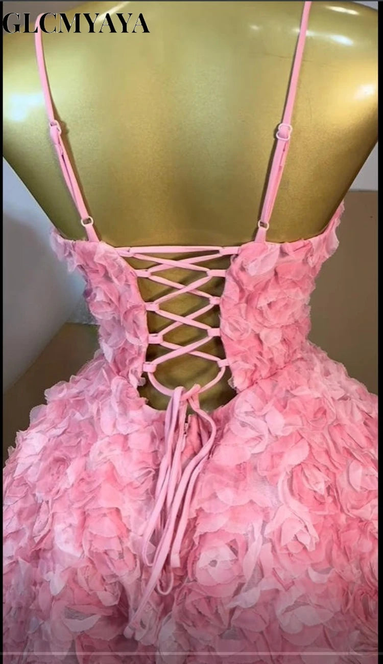 Rose Floral Lace-Up Back Midi A-line Dress