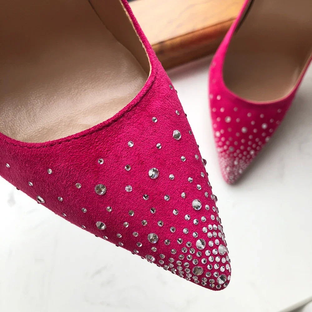 Pink Glitter Diamond Stiletto Party Pumps
