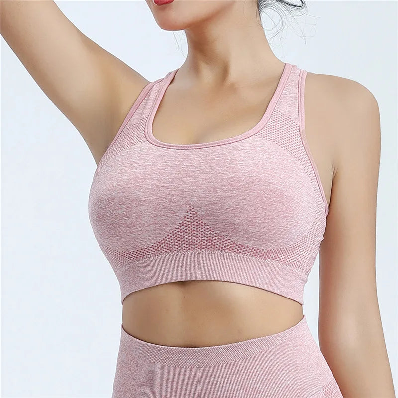 Pink Cotton Shockproof Sports Bra