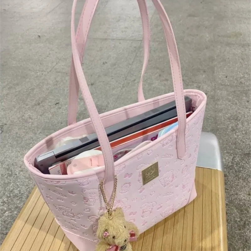 Sweet Pink Kawaii Print Tote Bag