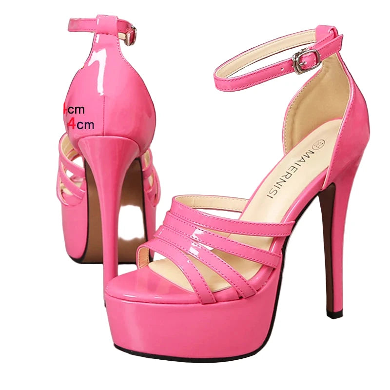 Pink Hollow Out Platform Sandals