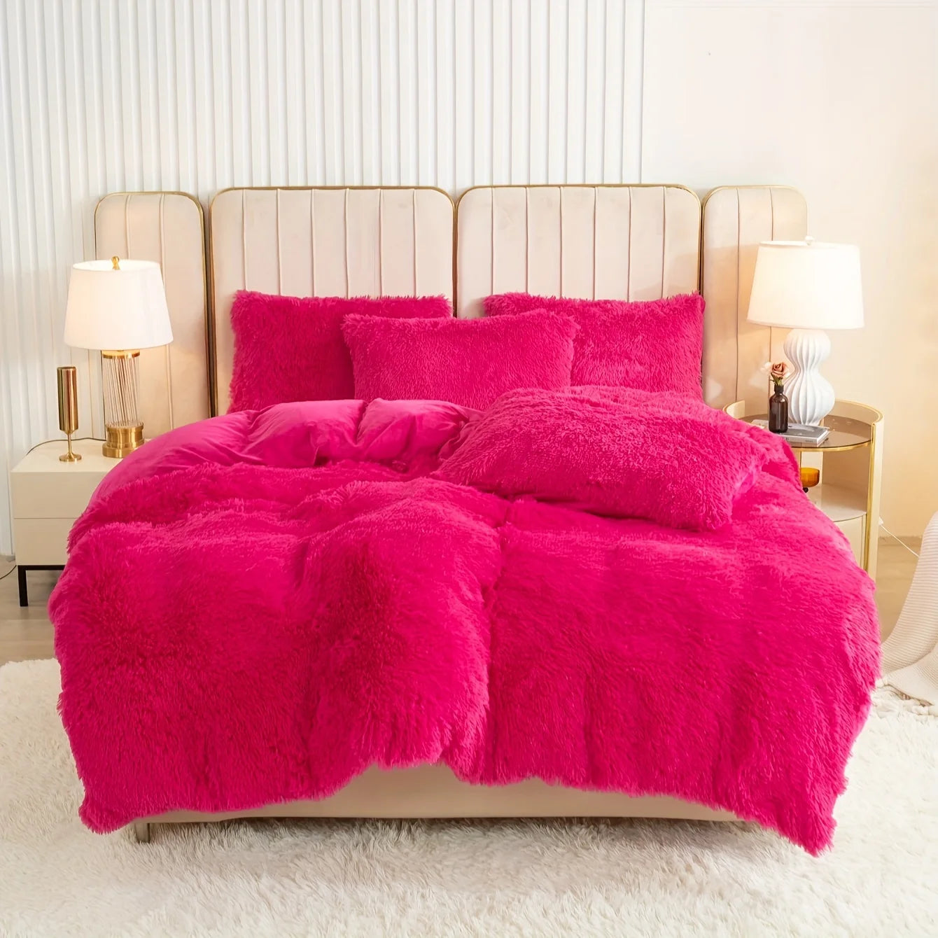Pink Plush 3-Piece Duvet Set