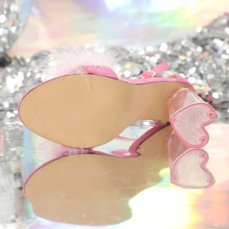 Pink Transparent Heel Shoes
