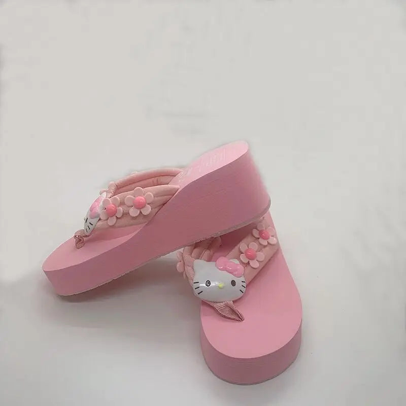 Pink Hello Kitty & Melody Y2K Flip Flops