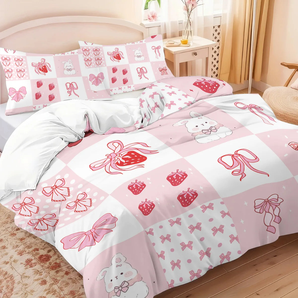 Pink Bow Pattern Bedding Set