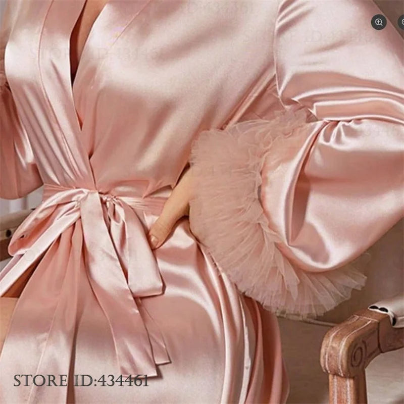 Pink Silk Satin Robe
