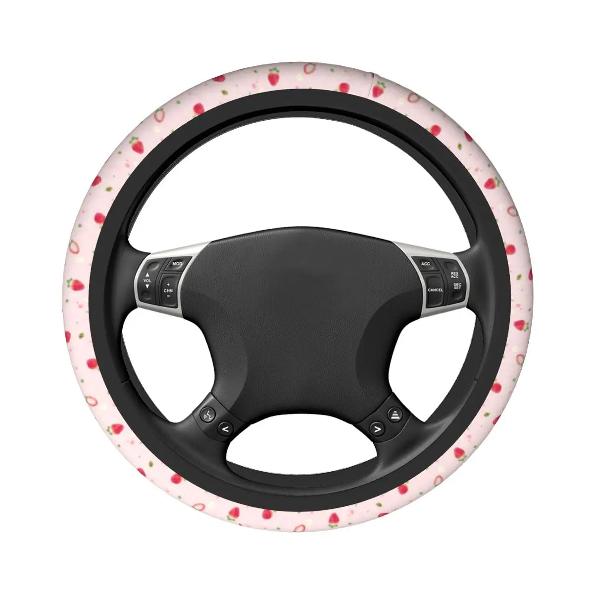 Pink Strawberry Car Steering Wheel Cover