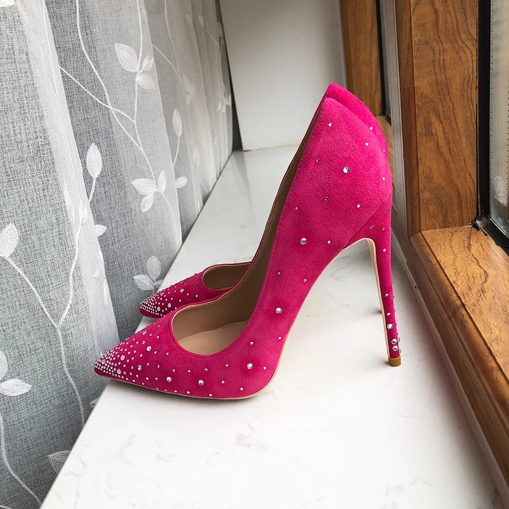 Pink Glitter Diamond Stiletto Party Pumps