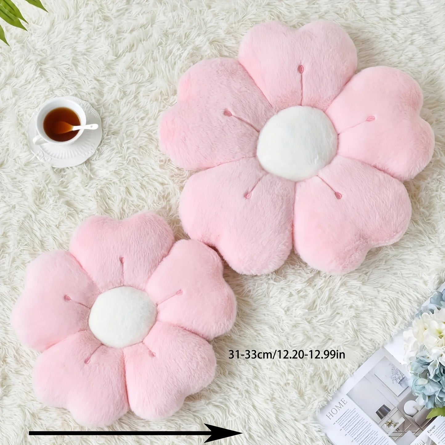 Pink Daisy Flower Plush Pillow