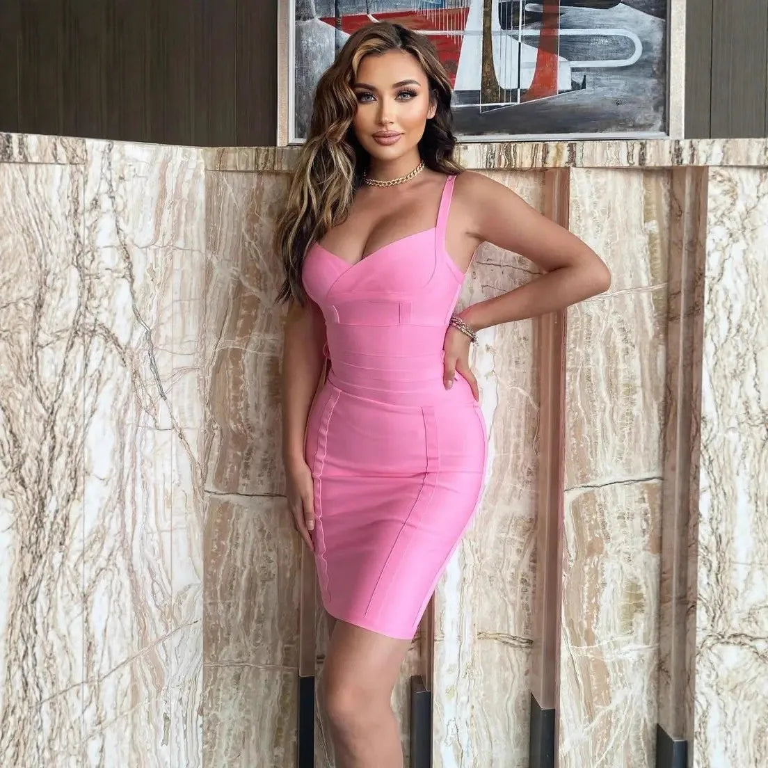 Sexy Pink Bandage Dress