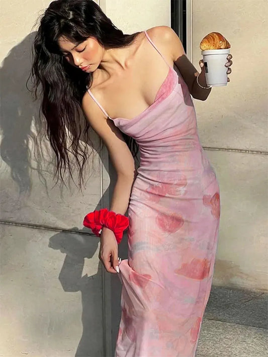 Pink Mesh Summer Dress