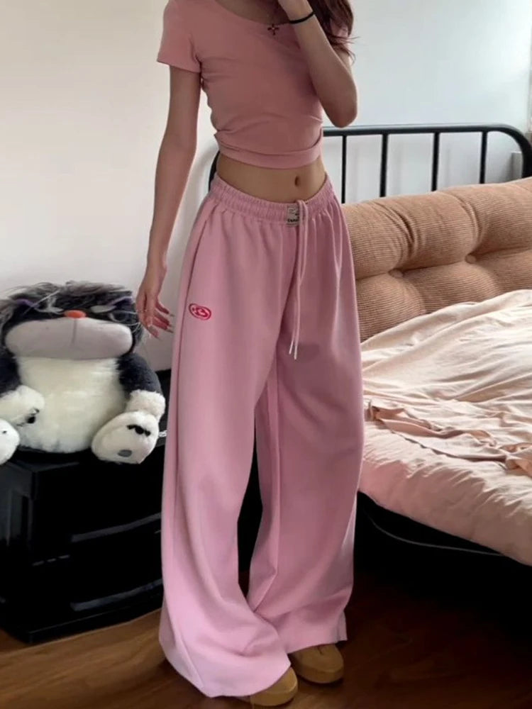 Pink Hip Hop Letter Sweatpants