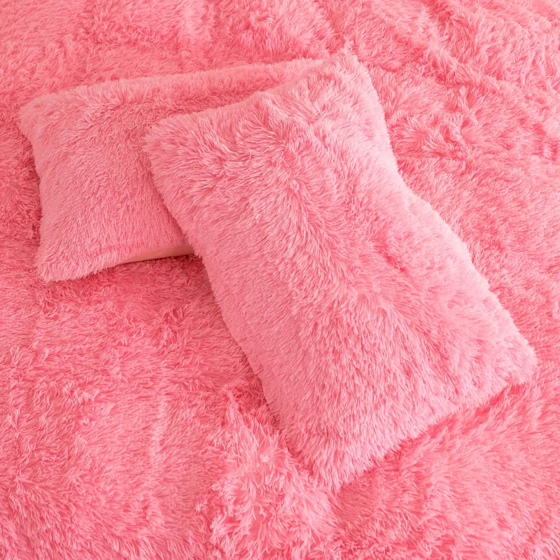 Pink Plush 3-Piece Duvet Set