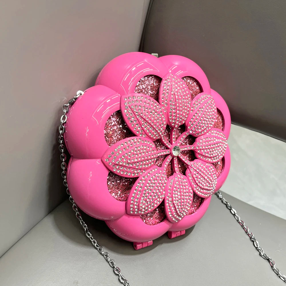 Pink Petal Shape Designer Shoulder Bag