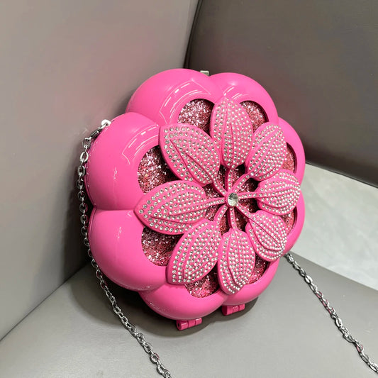 Pink Petal Shape Designer Shoulder Bag