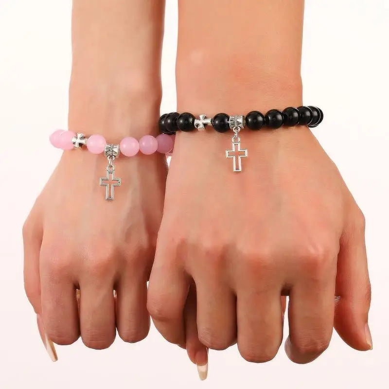 Pink Crystal Cross Bracelets