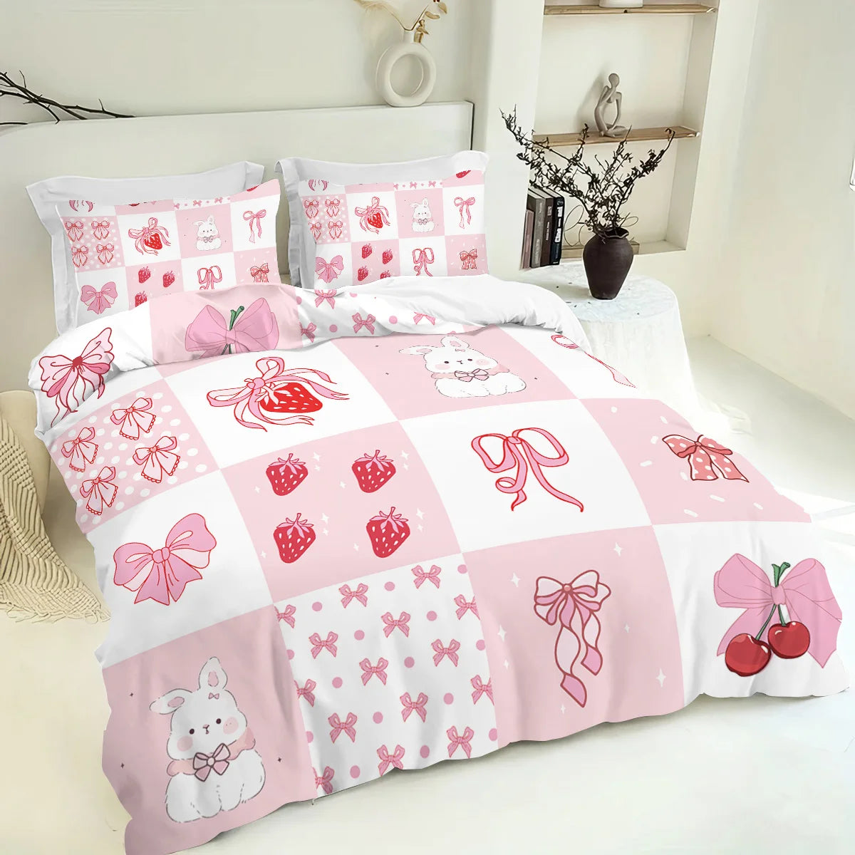 Pink Bow Pattern Bedding Set