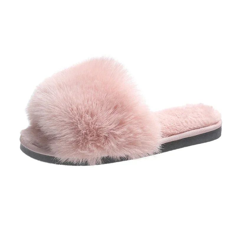 Pink Mink Fur Home Slippers
