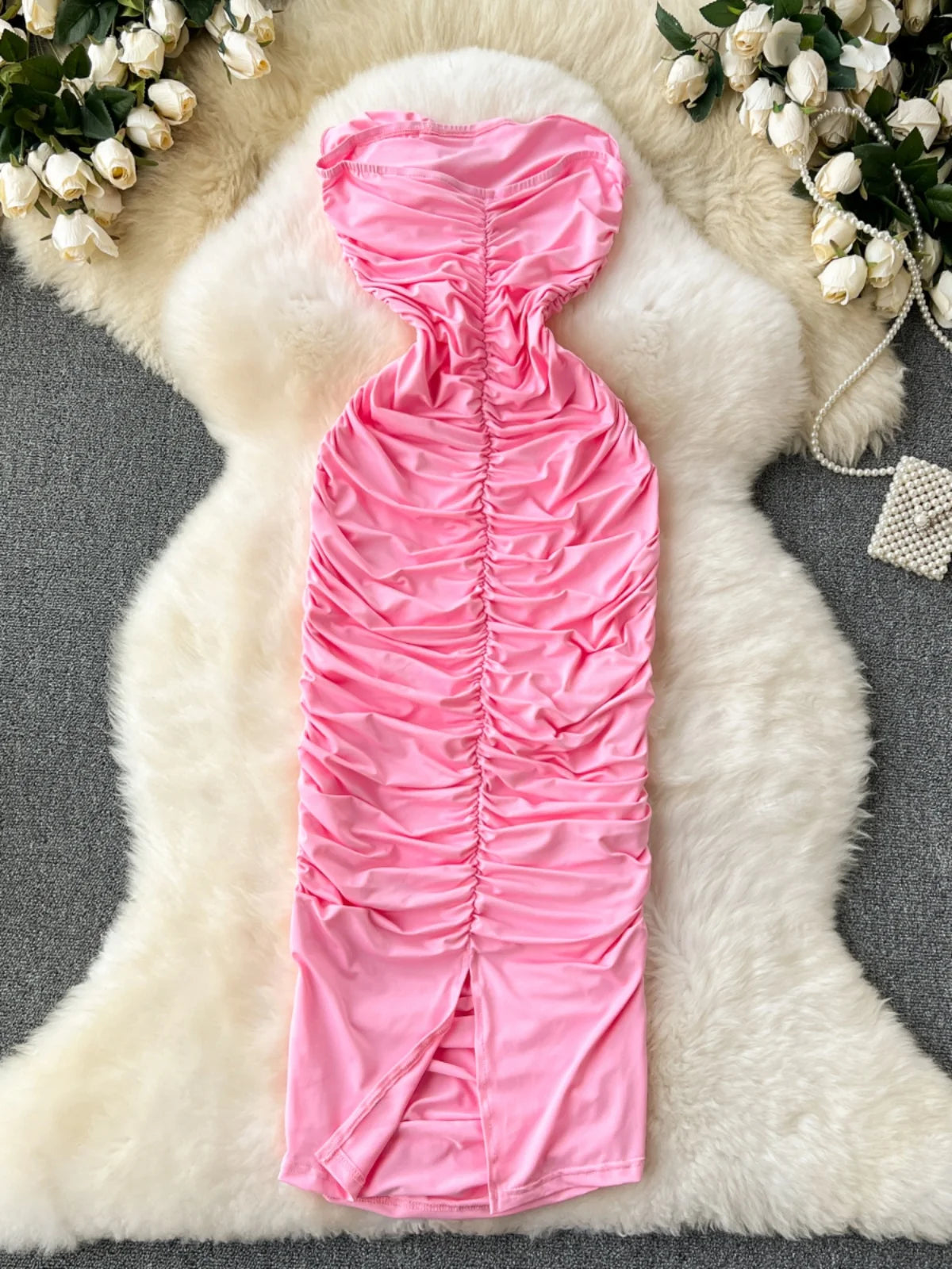 Pink Floral Tube Dress