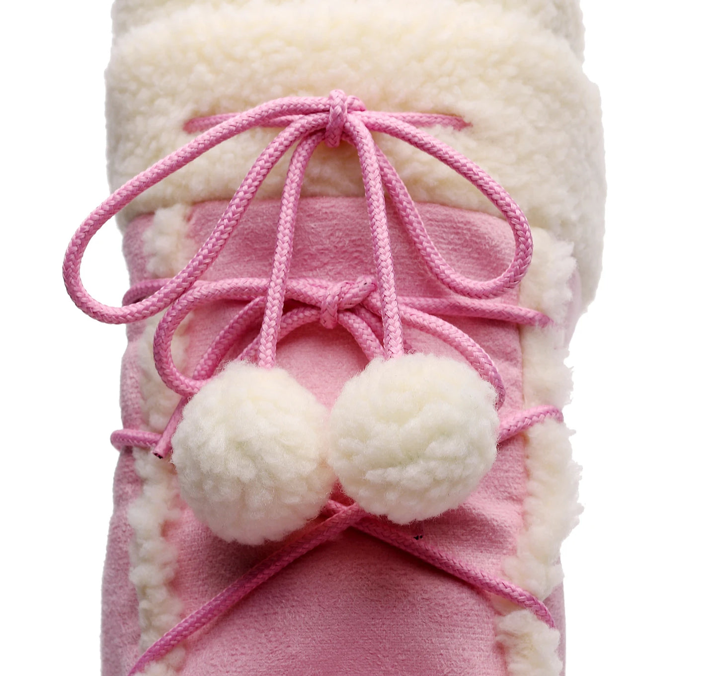 Pink Plush Platform Lace-up Snow Boots