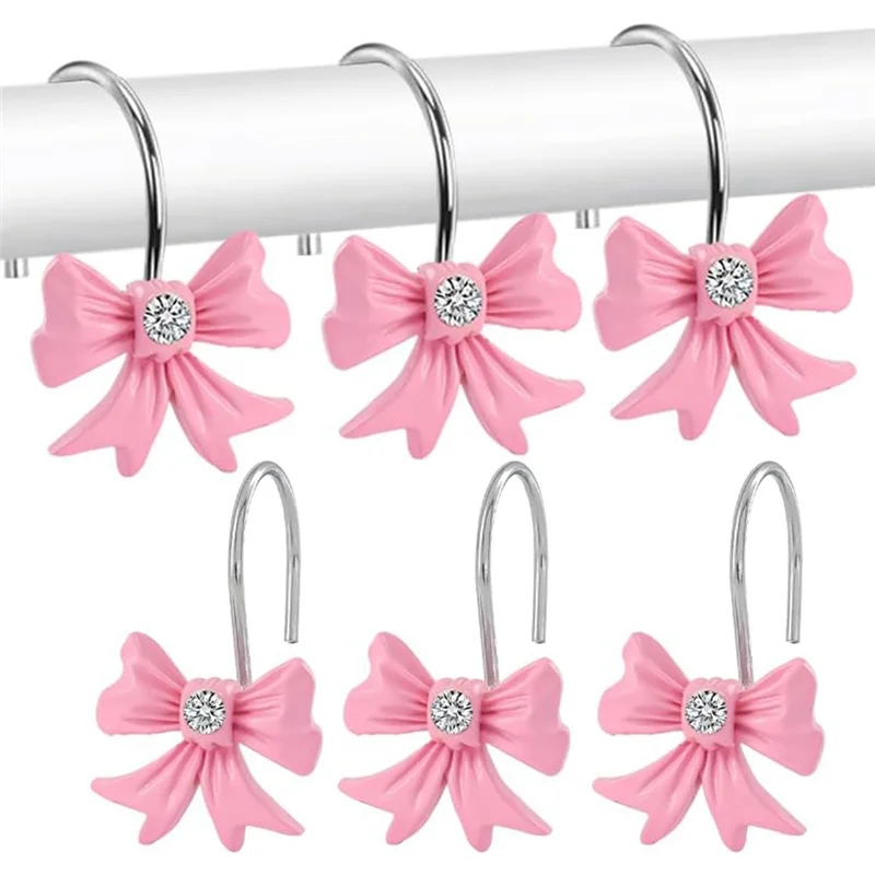 Pink Bow Knot Shower Curtain Hooks