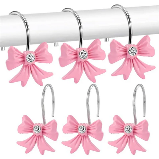 Pink Bow Knot Shower Curtain Hooks