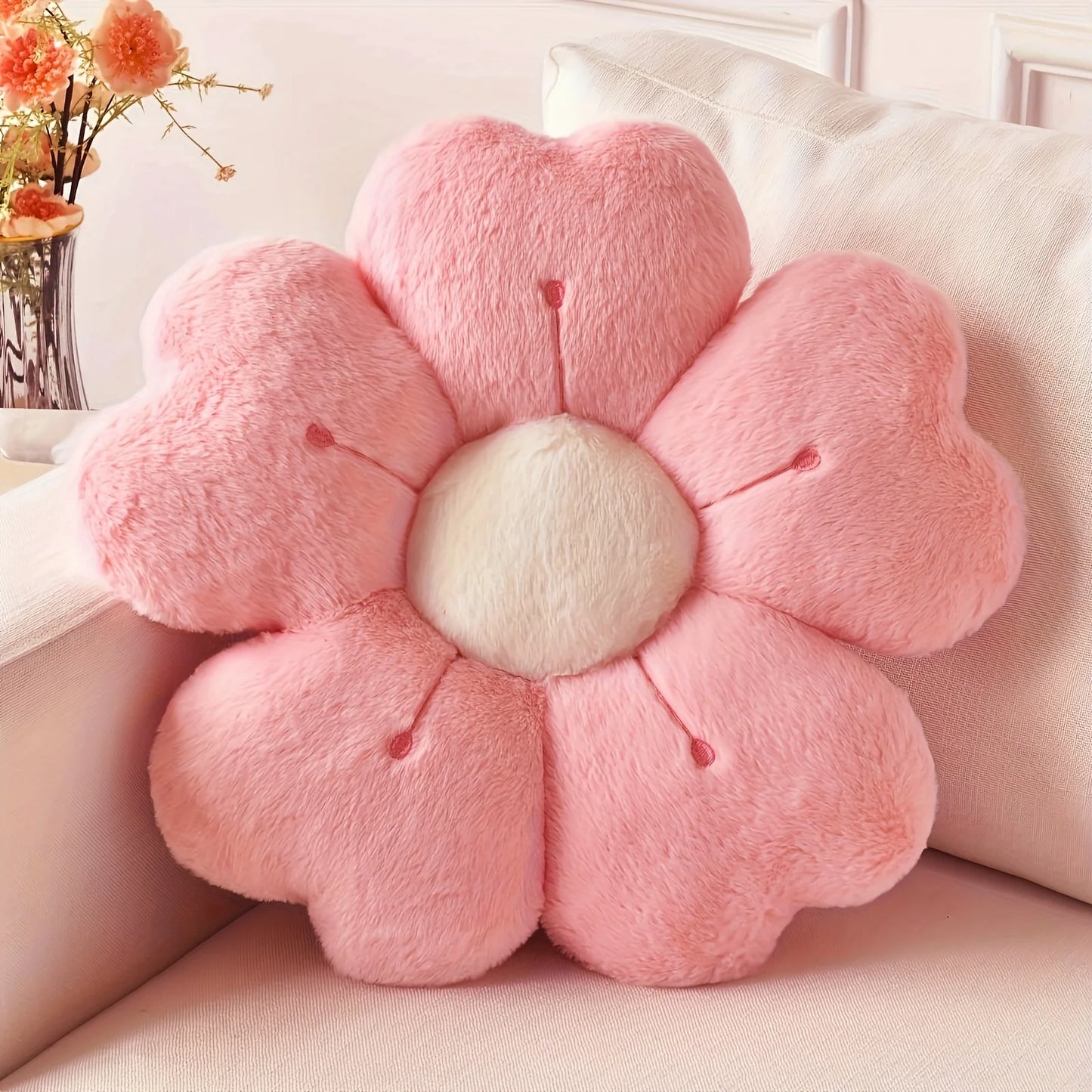 Pink Daisy Flower Plush Pillow